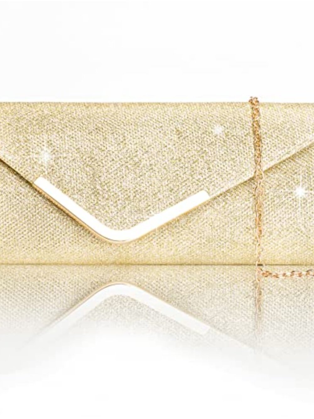 Sequin Envelope Clutch Evening Bag with Chain